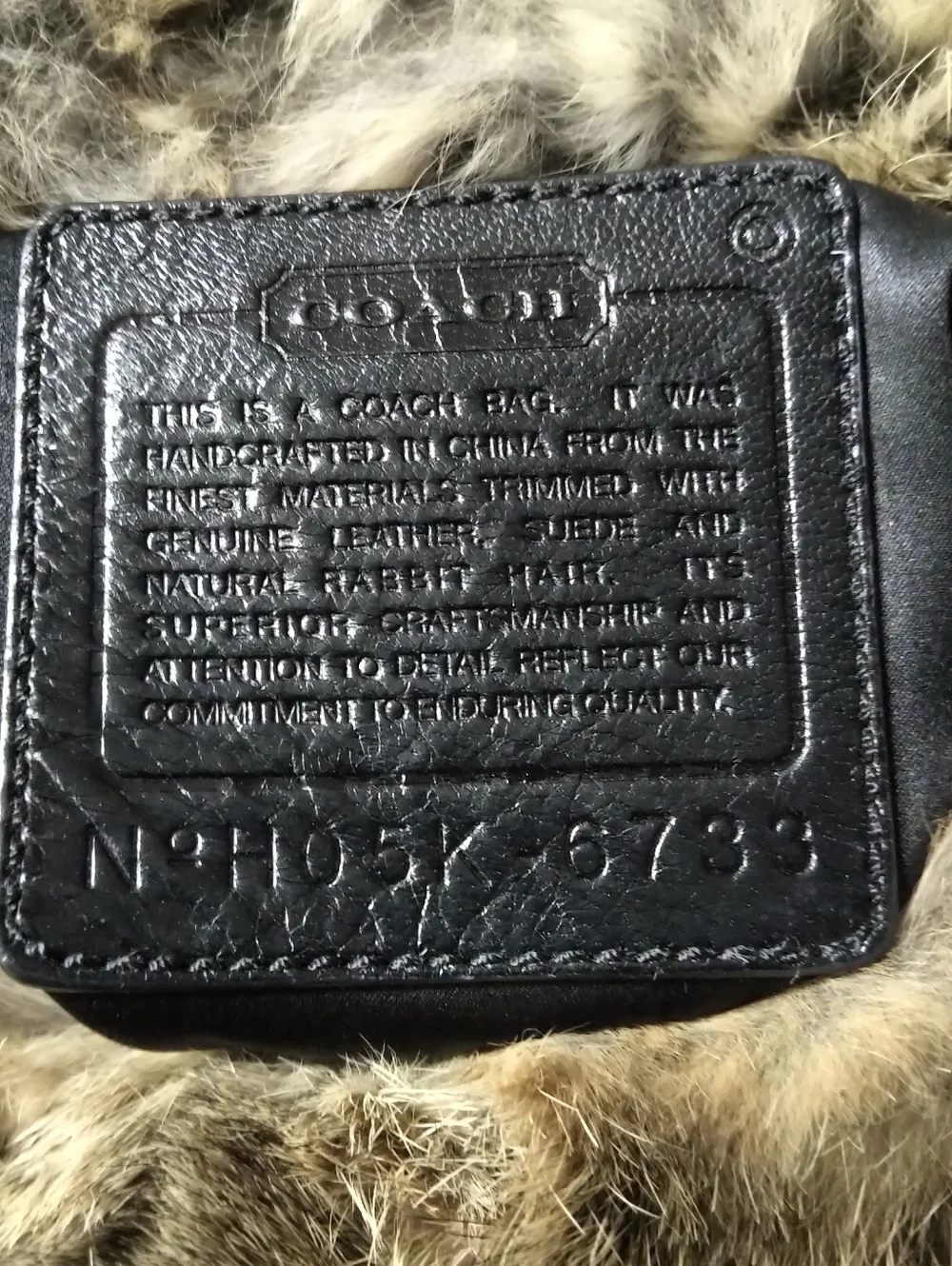 Authentic Coach Vintage Quilted Fur Lined Black Hobo Ski Bag